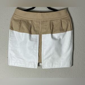Anthropologie Leifsdottir leather and cotton Tan and White Pencil Mini Skirt